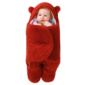 Couverture envoloppante bébé en coton imitation velours d'agneau