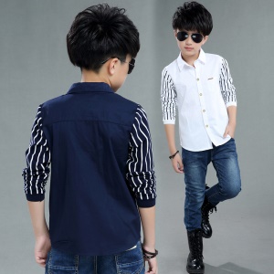 Chemise à manches longues pour garçon rayures