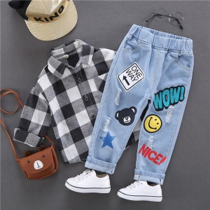 Pantalon en jean garçonnet ceinture avec élastique
