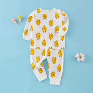 Ensemble pyjama en coton pour bébé  (col rond manches longues haut + pantalon)