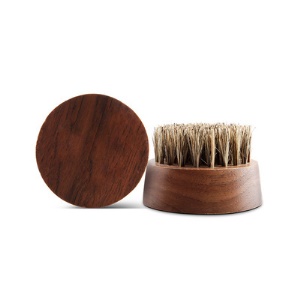 Brosse à barbe  avec poignée en noix noire portable pour hommes