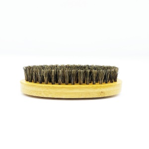 Brosse de nettoyage de barbe forme ovale manche de brosse en bambou poil de sanglier