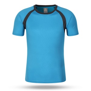 T shirt de sport à col rond manches courtes T-shirt en fibre de polyester  ultra doux et à séchage rapide