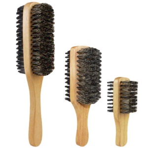 Brosse à barbe double face Soies de porc Manche en bois de hêtre