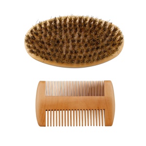 Brosse de soin barbe Manche en bois forme elliptique