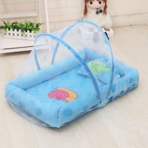 Tapis de couchage moustiquaire pour bébé avec oreiller Éponge polaire