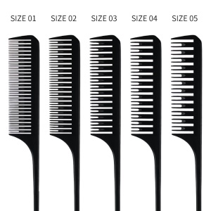 Peigne en plastique pour salon de coiffure professionnel avec queue pointue résistant aux hautes températures et antistatique