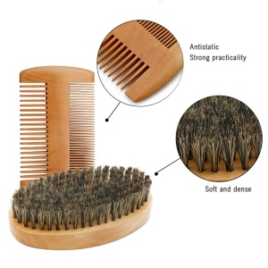 Brosse de soin barbe Manche en bois forme elliptique