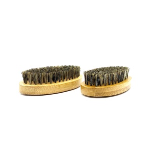 Brosse de nettoyage de barbe forme ovale manche de brosse en bambou poil de sanglier