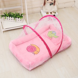 Tapis de couchage moustiquaire pour bébé avec oreiller Éponge polaire