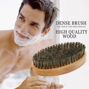 Brosse de soin barbe Manche en bois forme elliptique