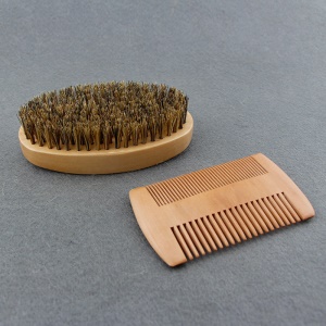Brosse de soin barbe Manche en bois forme elliptique