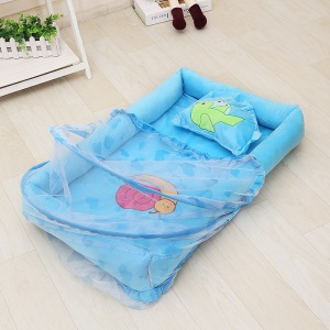 Tapis de couchage moustiquaire pour bébé avec oreiller Éponge polaire