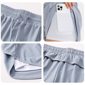 Short de sport  antidérapant et faux avec poche pour femme