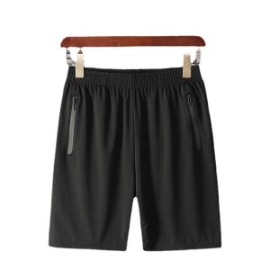 Short de sport noir en soie de glace  léger et respirant pour hommes