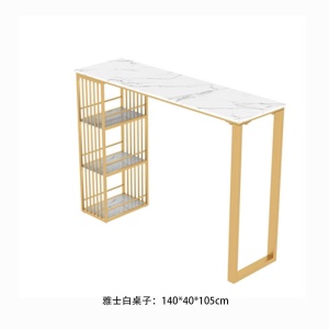Table de bar en marbre et chaise avec pieds  avec bandes dorées