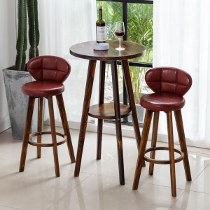 Table de bar ronde vintage en bois massif