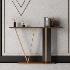 Table  en marbre noir de luxe légère et postmoderne