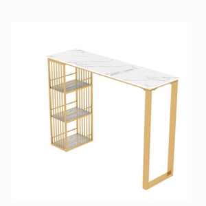 Table de bar en marbre et chaise avec pieds  avec bandes dorées