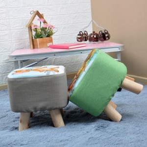 Tabouret en bois massif et tissu