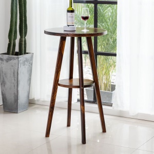 Table de bar ronde vintage en bois massif