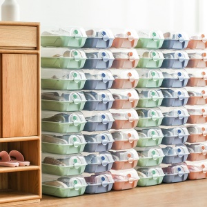 Boîte de rangement de chaussures en plastique épaissi transparent type à clapet