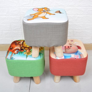 Tabouret en bois massif et tissu