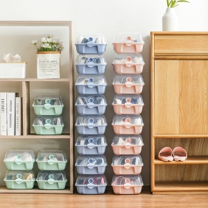 Boîte de rangement de chaussures en plastique épaissi transparent type à clapet