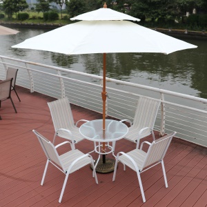 Parasol d'extérieur à deux niveaux avec squelette en acier au carbone