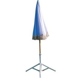Parasol de plage en bois avec bord ondulé