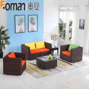 Canapé en rotin Support en alliage d'aluminium avec Tissu en coton et lin