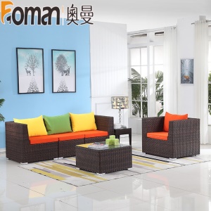 Canapé en rotin Support en alliage d'aluminium avec Tissu en coton et lin