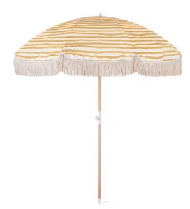 Parasol de plage en bois avec bord ondulé