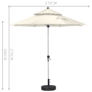 Parasol d'extérieur à manivelle à 8 arceaux Imperméable au soleil et à la pluie
