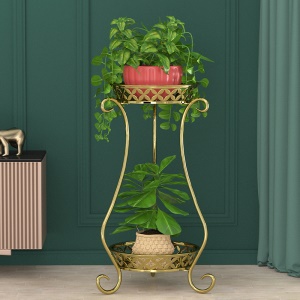 Support pour plantes d'intérieur avec cadre métallique à double paroi