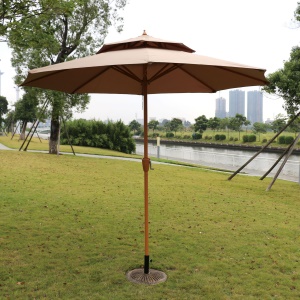 Parasol d'extérieur à deux niveaux avec squelette en acier au carbone