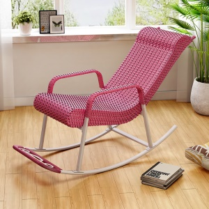 Chaise inclinable en bambou et en rotin avec oreiller de tête
