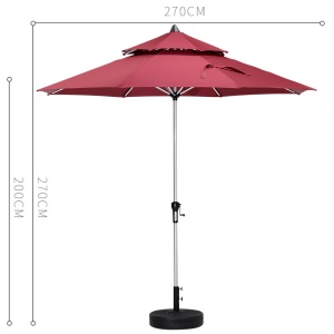 Parasol d'extérieur à manivelle à 8 arceaux Imperméable au soleil et à la pluie