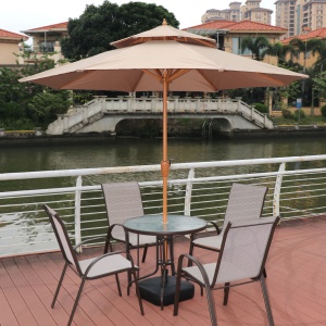 Parasol d'extérieur à deux niveaux avec squelette en acier au carbone