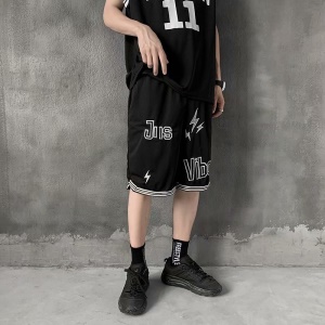Short de basket-ball brodé et respirant pour hommes