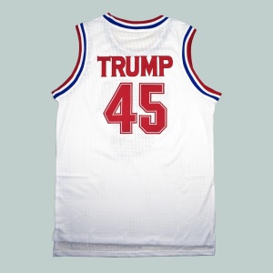 Maillot de basket-ball blanc taille 45 avec maille brodée