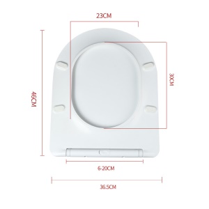 Siège de toilette blanc en forme de U à chute lente en porcelaine