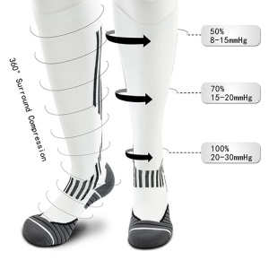 Chaussettes de compression pour le sport blanc en tissu nylon
