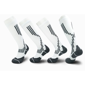 Chaussettes de compression pour le sport blanc en tissu nylon