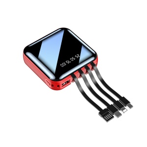 WANGJIE Mini power bank LED avec 4 cables USB