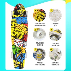 Skateboard Planche à roulettes  en plastique avec 4 roues clignotantes