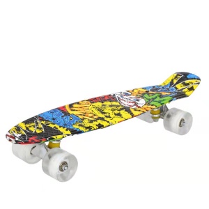 Skateboard Planche à roulettes  en plastique avec 4 roues clignotantes