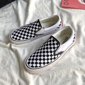 Chaussures  à carreaux noirs et blancs, Chaussures Slip-On,