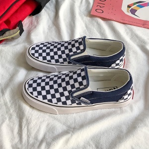 Chaussures  à carreaux noirs et blancs, Chaussures Slip-On,