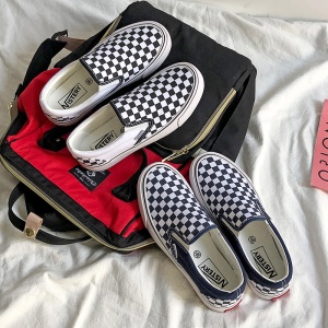 Chaussures  à carreaux noirs et blancs, Chaussures Slip-On,